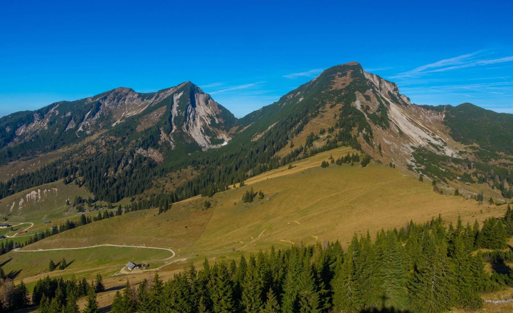 Wandern Heutal – Symbolbild mit Almwegen, Wiesen und Berggipfeln